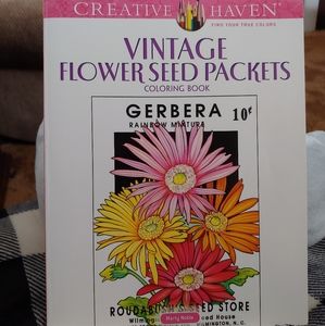 Creative Haven "Vintage Flower Seed Packets" Color Book